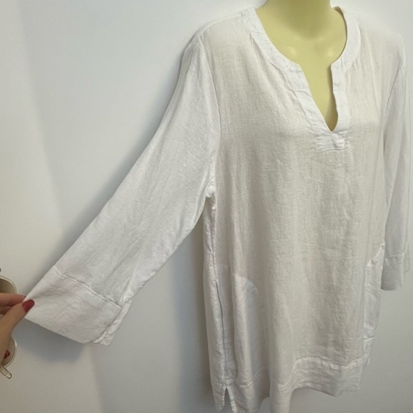 Lands' End White Linen Blend Tunic - Picture 5 of 7